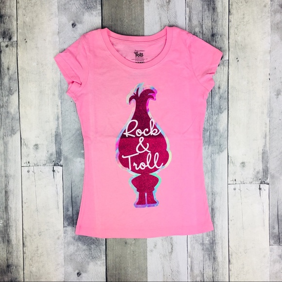 NWOT Trolls Rock & Troll Pink T-shirt for Girls - Picture 1 of 2